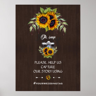 Watercolor Solblommor Wood Oh Snap Instagram Sign Poster