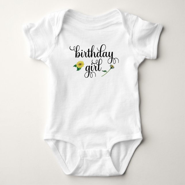 Watercolor Solros Birthday Girl Shirt T (Framsida)