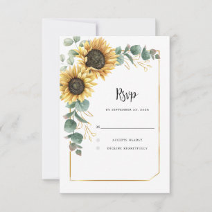 Watercolor Solros Blommigt Bröllop OSA Kort
