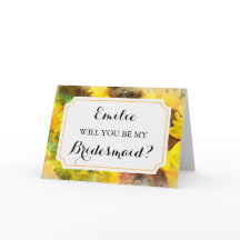 Watercolor Solros Bröllop Bridesmaid