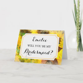 Watercolor Solros Bröllop Bridesmaid Inbjudan