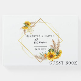 Watercolor Solros Rustic Bröllop Gästböcker