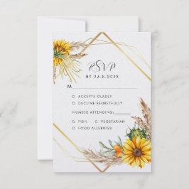 Watercolor Solros Rustic Bröllop OSA Kort