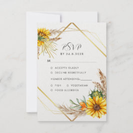Watercolor Solros Rustic Bröllop OSA Kort