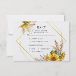 Watercolor Solros Rustic Bröllop OSA Kort