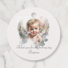 Watercolor söt Angel Baby Baptism Gåvor Etiketter