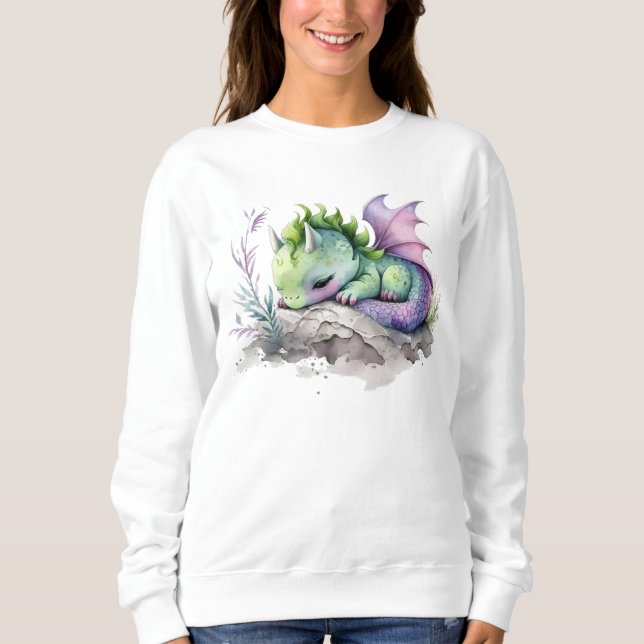 Watercolor söt baby drake t shirt (Framsida)