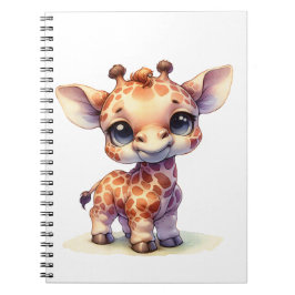 Watercolor söt baby giraffe anteckningsbok