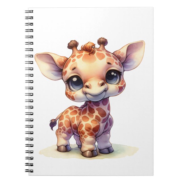 Watercolor söt baby giraffe anteckningsbok (Framsidan)