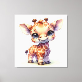 Watercolor söt baby giraffe canvastryck