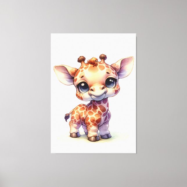 Watercolor söt baby giraffe canvastryck (Framsida)