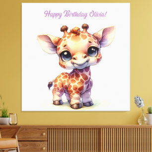 Watercolor söt baby giraffe canvastryck