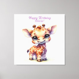 Watercolor söt baby giraffe canvastryck