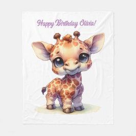 Watercolor söt baby giraffe fleecefilt