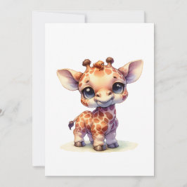 Watercolor söt baby giraffe inbjudningar