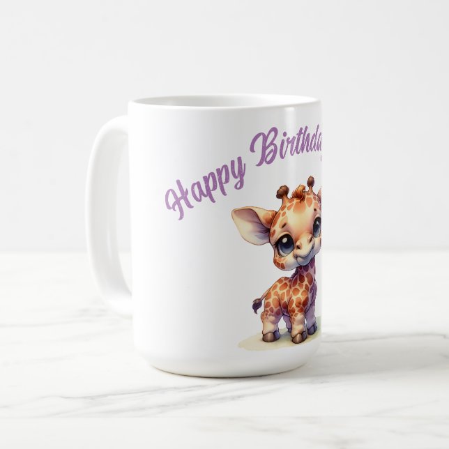 Watercolor söt baby giraffe kaffemugg (Framsida vänster)