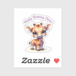 Watercolor söt baby giraffe klistermärken