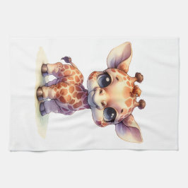 Watercolor söt baby giraffe kökshandduk