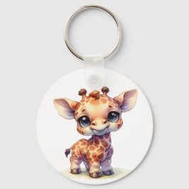 Watercolor söt baby giraffe nyckelring