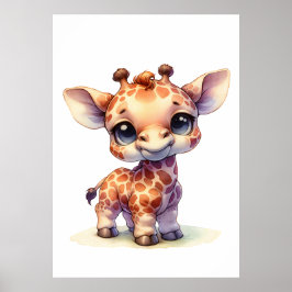 Watercolor söt baby giraffe poster