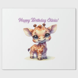 Watercolor söt baby giraffe presentpapper