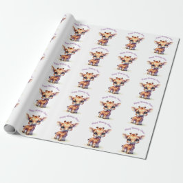Watercolor söt baby giraffe presentpapper