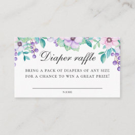 Watercolor söt lila-trädgårdens blommigt Diaper Ra Tilläggskort