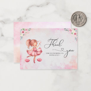 Watercolor Söt rosa Girl-ballet-babydusch Anteckningskort