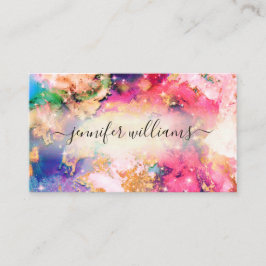 Watercolor Sparkly Gold Foil Beauty Salon Ombre Visitkort