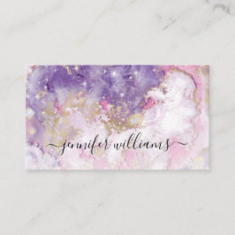 Watercolor Sparkly Gold Foil Modern Makeup Artist Visitkort