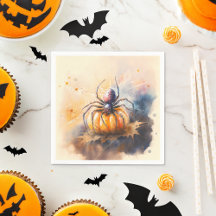 Watercolor Spider Halloween