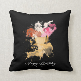Watercolor Splatter Birthday Ice-kräm Kudde