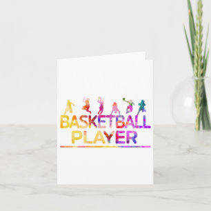 Watercolor Sport Basketball Player Kort