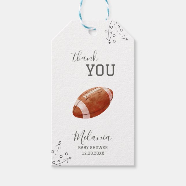     Watercolor sports american football  baby show Presentetikett (Framsidan)