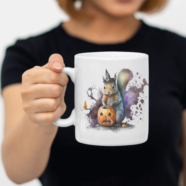 Watercolor Squirrel Halloween Kaffemugg (Skapare uppladdad)