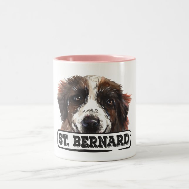 Watercolor St. Bernard Två-Tonad Mugg (Center)