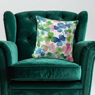 Watercolor St patricks day Shamrock Kudde