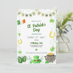 Watercolor St Patricks Party Inbjudningar