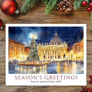 Watercolor St. Peter's Basilica Vatican-jul Helg Vykort