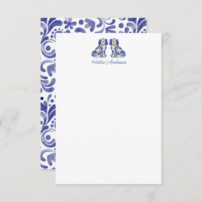 Watercolor Stafford Hundar Personlig Anteckningskort (Fram/baksida)