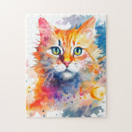 Watercolor Stänk Cat 702 digital art Pussel