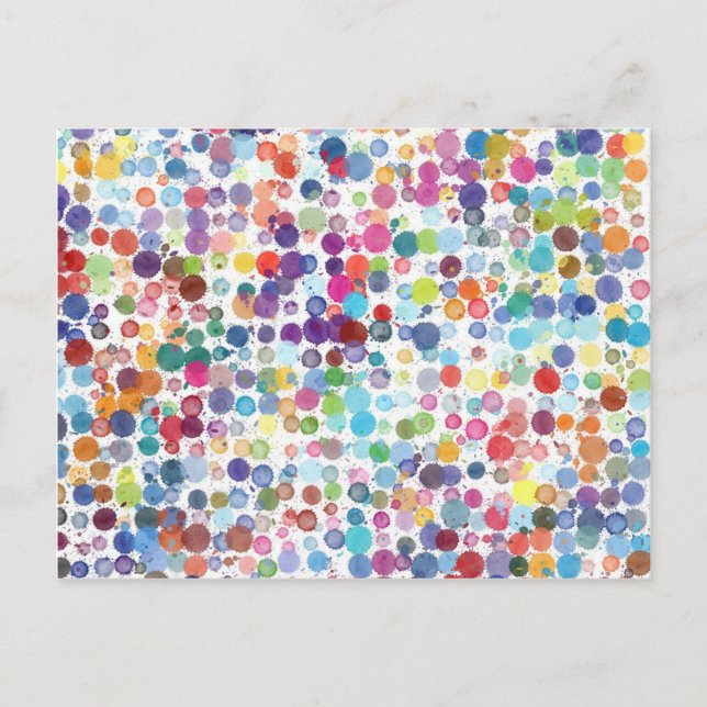 Watercolor Stänk Dot Mönster Vykort (Framsida)