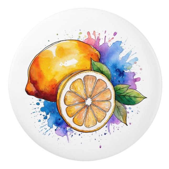 Watercolor Stänk Lemons Knopp (Framsidan)