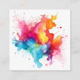 Watercolor Stänk Rainbow Fyrkantigt Visitkort