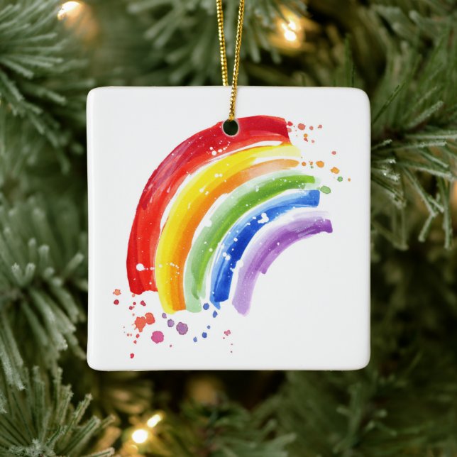 Watercolor Stänk Rainbow Julgransprydnad Keramik (Träd)