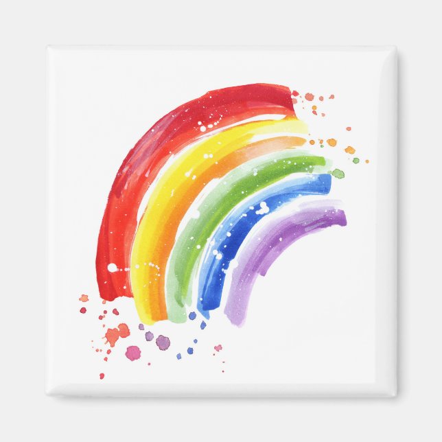 Watercolor Stänk Rainbow Magnet (Framsidan)