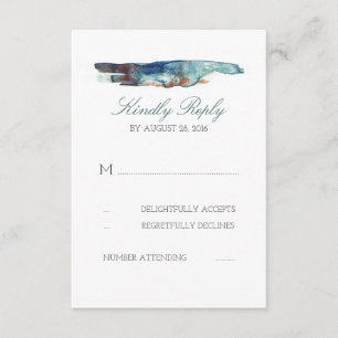Watercolor Stänk Retro Beach Wedding OSA kort