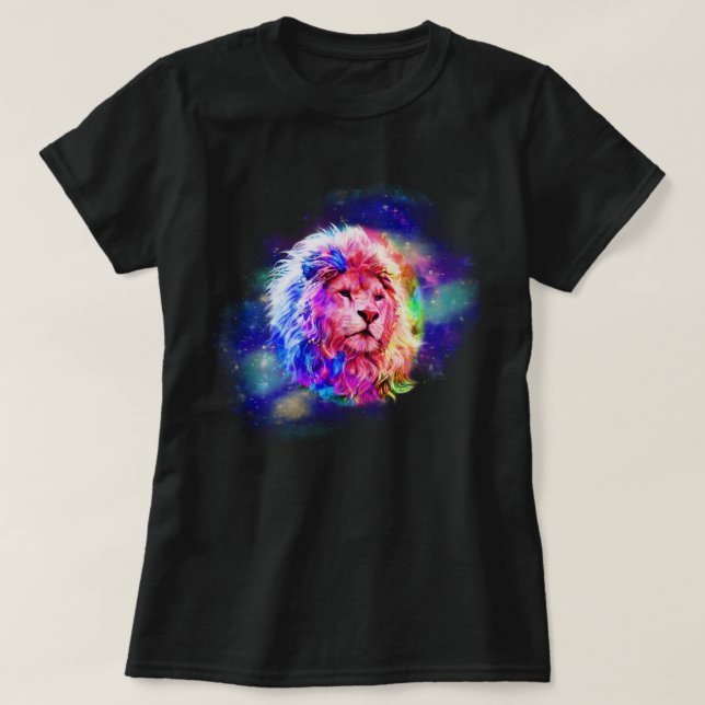 Watercolor Stänk Universe Lejon T Shirt (Design framsida)