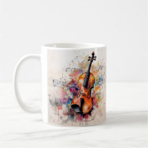 Watercolor stänk violin Music mugg