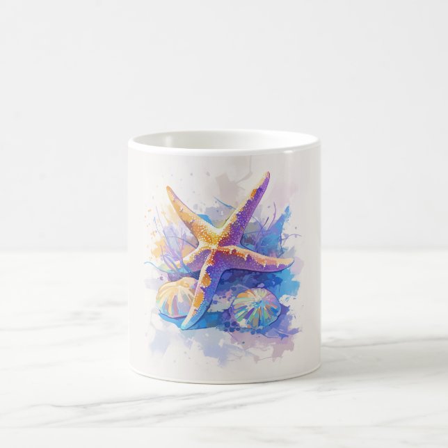 Watercolor Starfish Beach Mug Kaffemugg (Center)